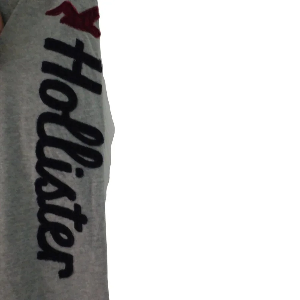 Hollister Henley Shirt Mens Large Gray Quarter Button Up Cotton Arm Spellout Y2K